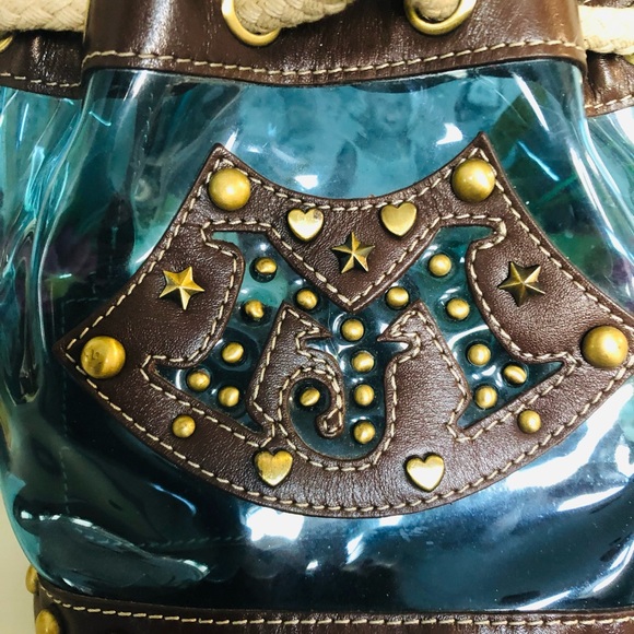 MOSCHINO LOVE clear blue rope handle bag w/pouch - Picture 6 of 10